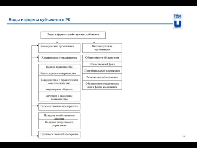 Виды и формы субъектов в РК