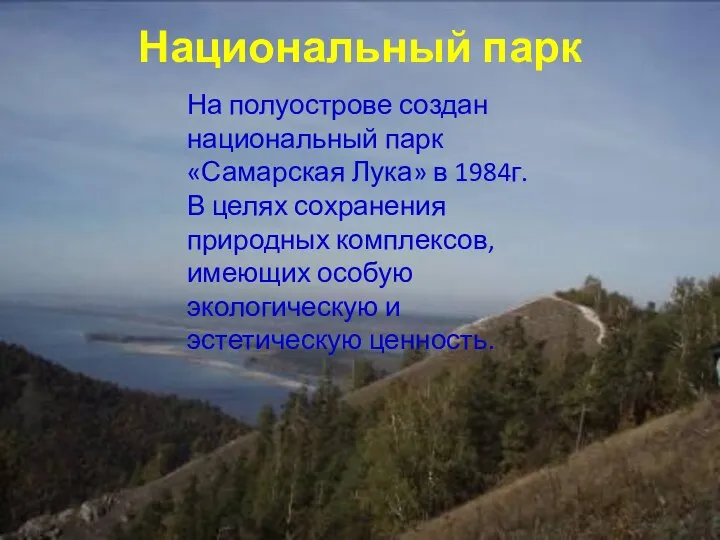 Национальный парк На полуострове создан национальный парк «Самарская Лука» в