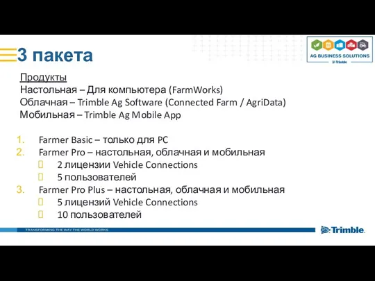 3 пакета Продукты Настольная – Для компьютера (FarmWorks) Облачная –