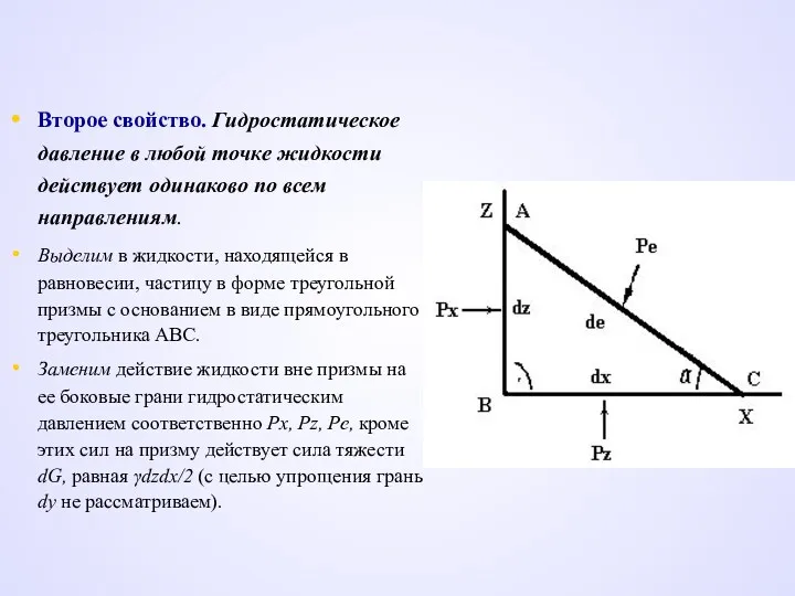 Второе свойство. Гидростатическое давление в любой точке жидкости действует одинаково