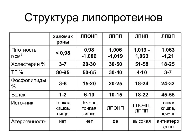 Структура липопротеинов