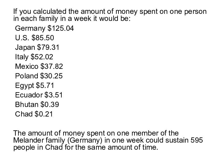 If you calculated the amount of money spent on one