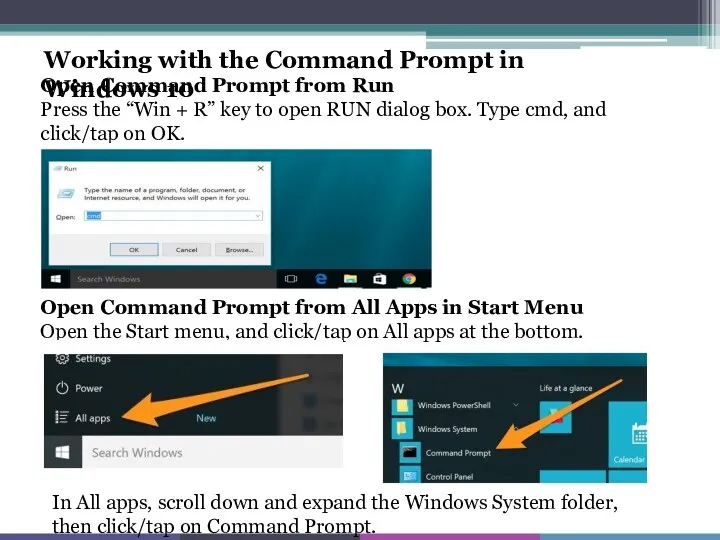 Working with the Command Prompt in Windows 10 Open Command