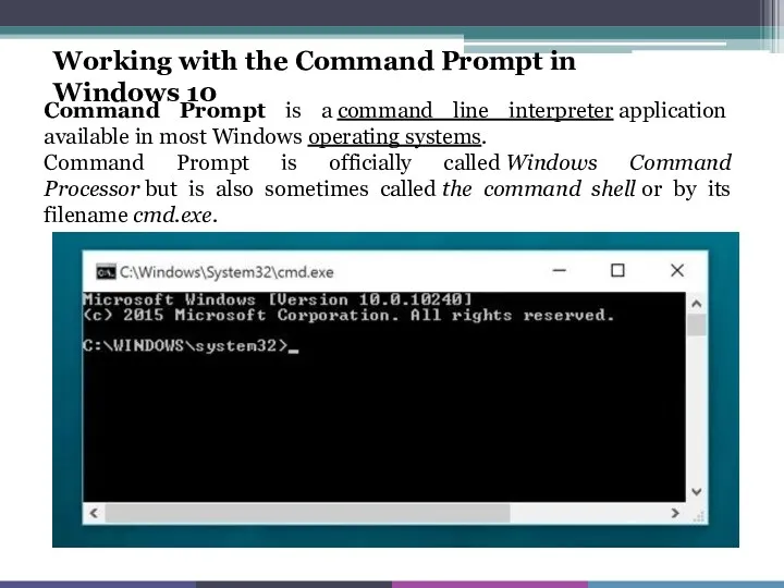 Working with the Command Prompt in Windows 10 Command Prompt