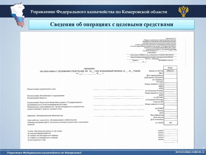 Сведения, принимаемые после 01.04.2019 Управление Федерального казначейства по Кемеровской области