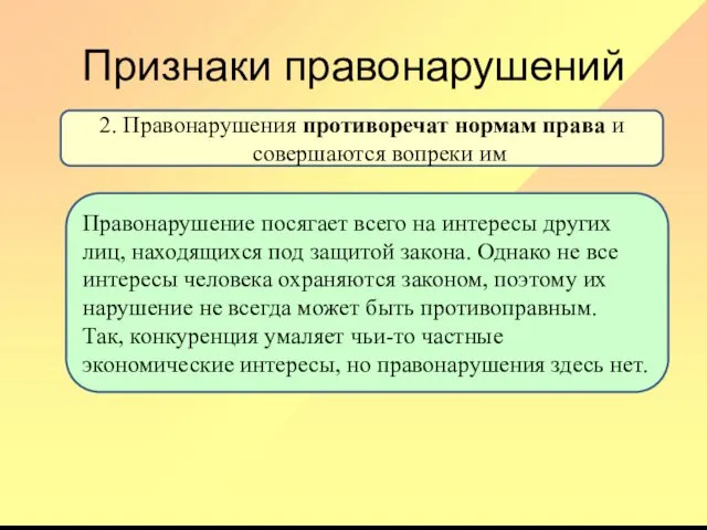 Признаки правонарушений 2. Правонарушения противоречат нормам права и совершаются вопреки