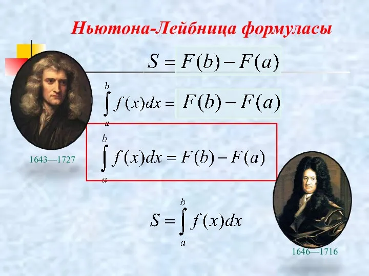 Ньютона-Лейбница формуласы 1643—1727 1646—1716