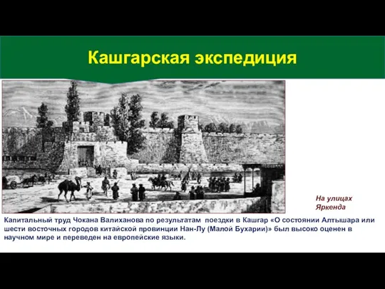 На улицах Яркенда Капитальный труд Чокана Валиханова по результатам поездки