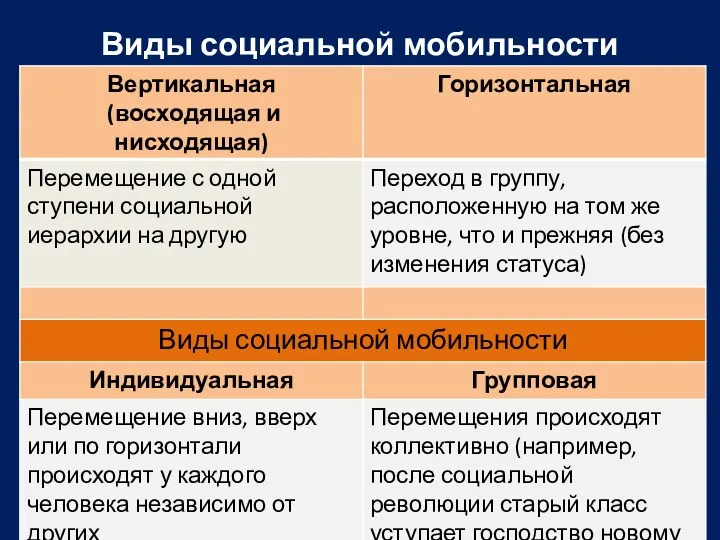 Виды социальной мобильности