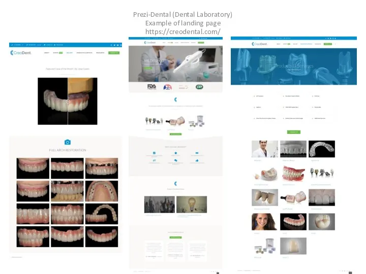 Prezi-Dental (Dental Laboratory) Example of landing page https://creodental.com/