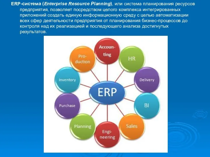 ERP-система (Enterprise Resource Planning), или система планирования ресурсов предприятия, позволяет