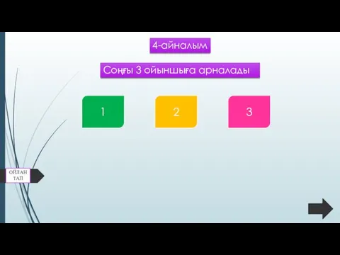 4-айналым ОЙЛАН ТАП 1 2 3 Соңғы 3 ойыншыға арналады