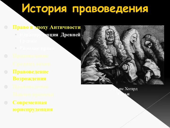 История правоведения Право в эпоху Античности Юриспруденция Древней Греции Римское