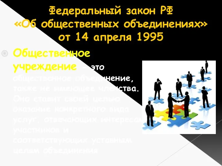 Федеральный закон РФ «Об общественных объединениях» от 14 апреля 1995