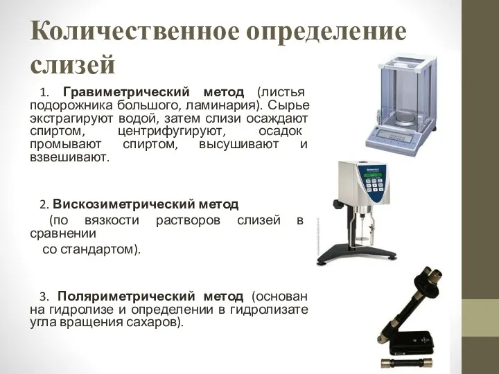 Количественное определение слизей 1. Гравиметрический метод (листья подорожника большого, ламинария).