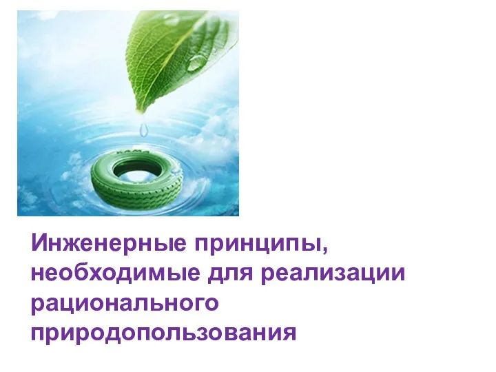 Инженерные принципы, необходимые для реализации рационального природопользования