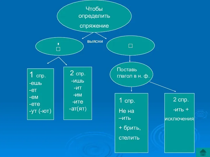 Чтобы определить спряжение выясни □ □ ′ 2 спр. -ишь