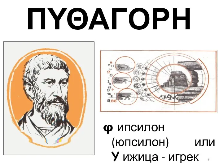 ΠΥΘΑΓΟΡΗ φ ипсилон (юпсилон) или Y ижица - игрек