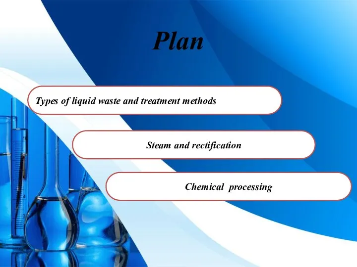 Types of liquid waste and treatment methods Steam and rectification Chemical processing Plan