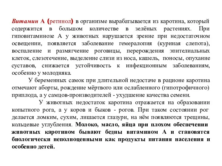 Витамин А (ретинол) в организме вырабатывается из каротина, который содержится