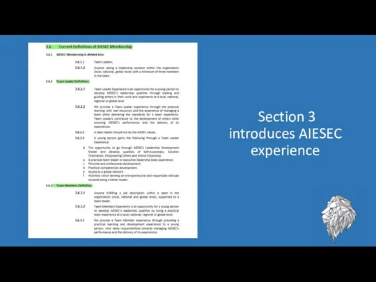 Section 3 introduces AIESEC experience