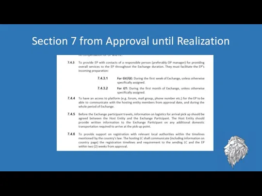 Section 7 from Approval until Realization