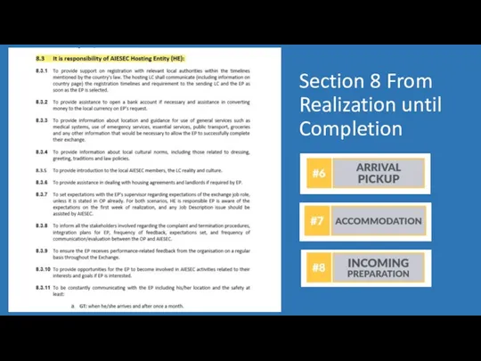 Section 8 From Realization until Completion