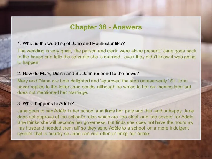 Chapter 38 - Answers 1. What is the wedding of