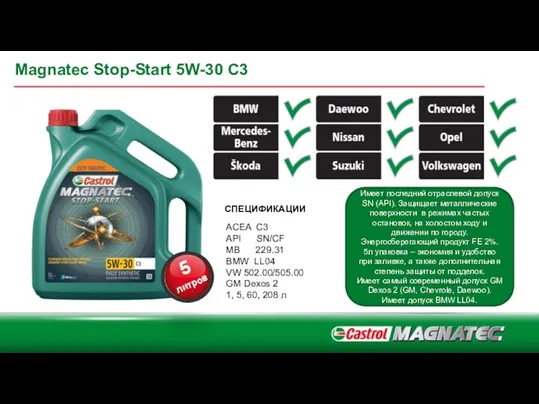 Magnatec Stop-Start 5W-30 C3 ACEA C3 API SN/CF MB 229.31