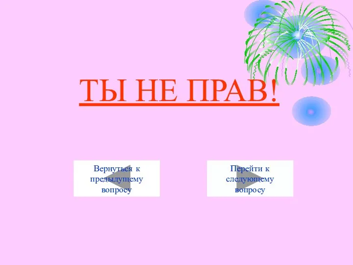 ТЫ НЕ ПРАВ! Вернуться к предыдущему вопросу Перейти к следующему вопросу