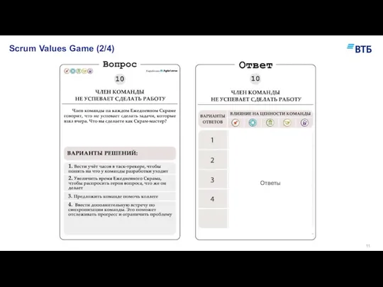 Ответы Scrum Values Game (2/4)