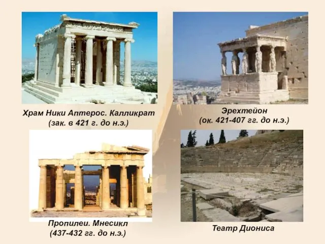 Пропилеи. Мнесикл (437-432 гг. до н.э.) Храм Ники Аптерос. Калликрат