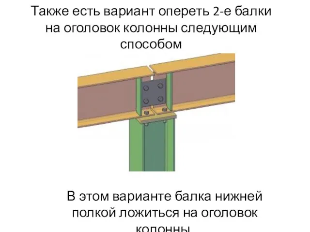 Также есть вариант опереть 2-е балки на оголовок колонны следующим