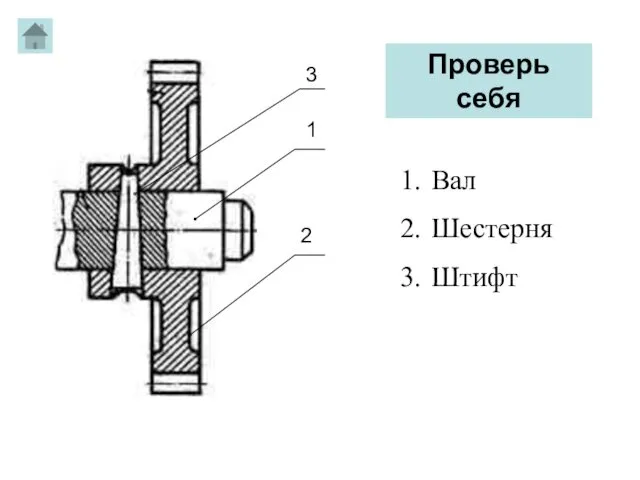 3 1 2 Вал Шестерня Штифт Проверь себя