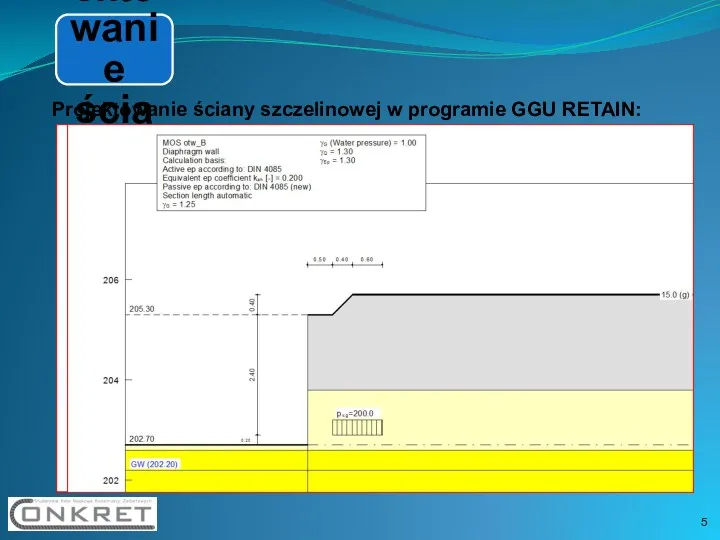 Projektowanie ścian: Projektowanie ściany szczelinowej w programie GGU RETAIN: