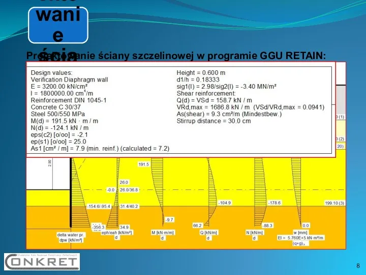 Projektowanie ścian: Projektowanie ściany szczelinowej w programie GGU RETAIN: