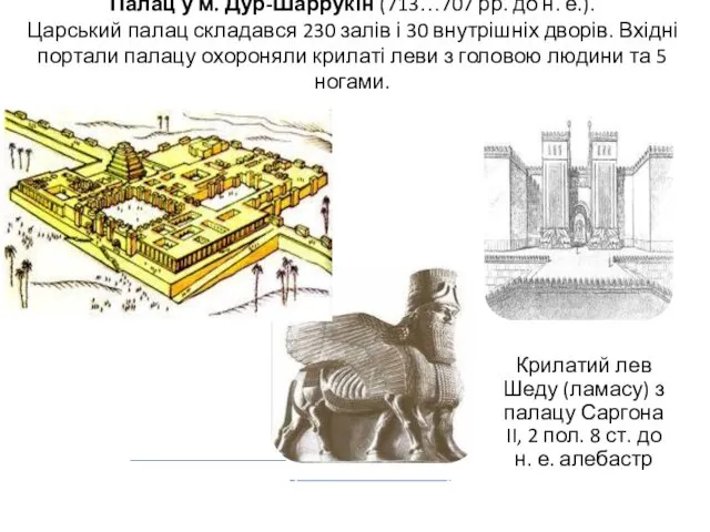 Палац у м. Дур-Шаррукін (713…707 рр. до н. е.). Царський палац складався 230