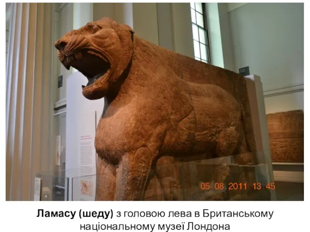 Ламасу (шеду) з головою лева в Британському національному музеї Лондона