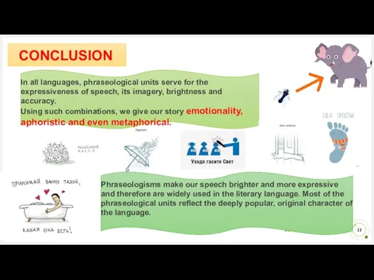 CONCLUSION In all languages, phraseological units serve for the expressiveness