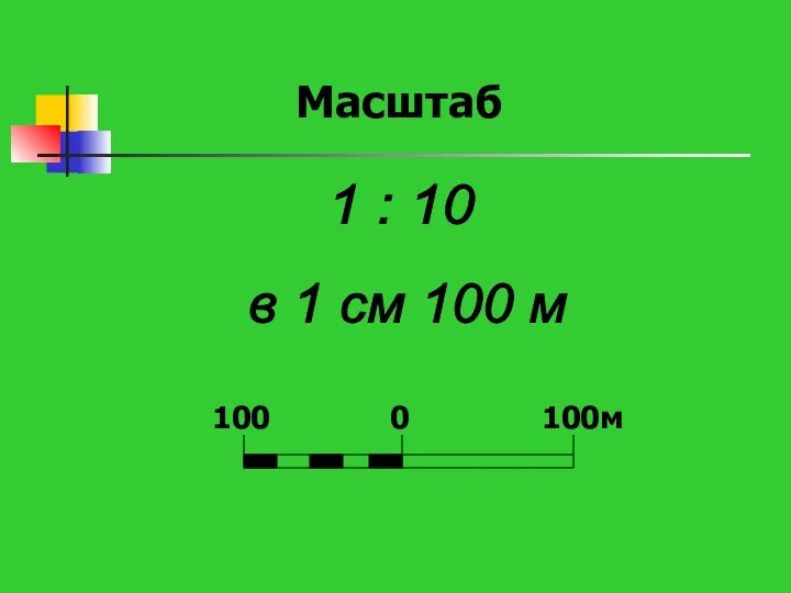 1 : 10 в 1 см 100 м Масштаб