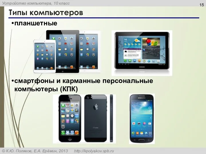 Типы компьютеров планшетные смартфоны и карманные персональные компьютеры (КПК)