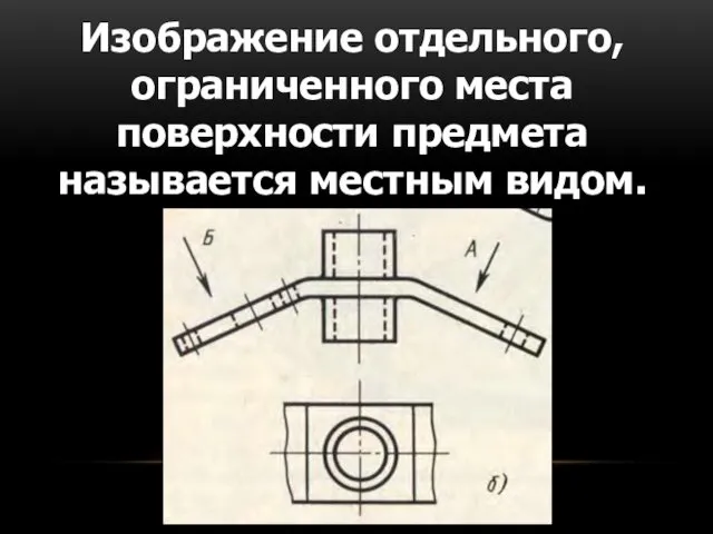 Изображение отдельного, ограниченного места поверхности предмета называется местным видом.