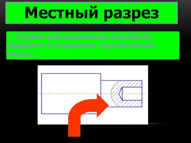 Местный разрез … Служит для выявления устройства предмета в отдельном, ограниченном месте …