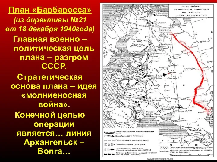 План «Барбаросса» (из директивы №21 от 18 декабря 1940года) Главная