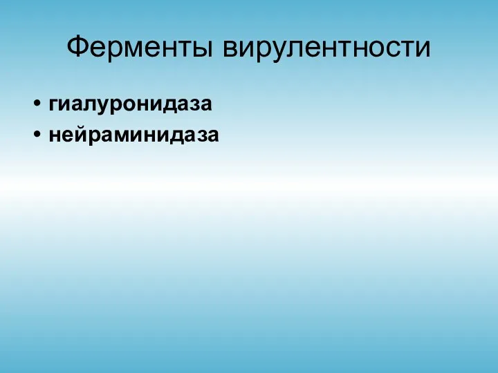 Ферменты вирулентности гиалуронидаза нейраминидаза