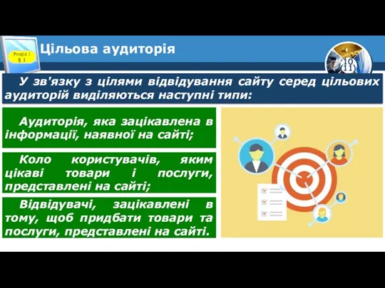 Цільова аудиторія Розділ 1 § 1 У зв'язку з цілями