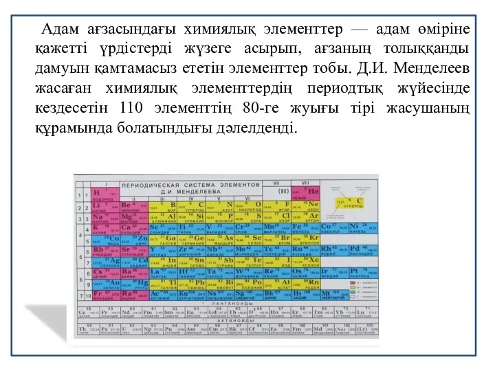 Адам ағзасындағы химиялық элементтер — адам өміріне қажетті үрдістерді жүзеге