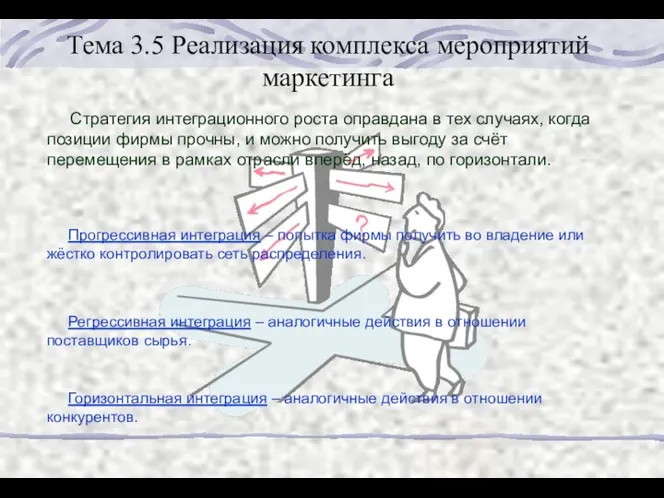 Тема 3.5 Реализация комплекса мероприятий маркетинга Стратегия интеграционного роста оправдана