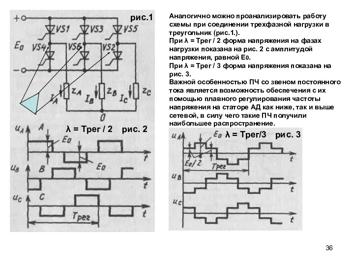 Аналогично можно проанализировать работу схемы при соединении трехфазной нагрузки в