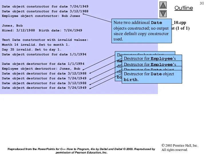 fig07_10.cpp output (1 of 1) Date object constructor for date